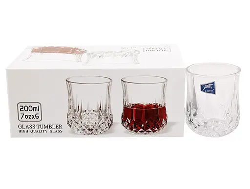 Набір склянок низьких зі скла Ristal Rista гранований візерунок 200 мл 6 шт BM8707 - фото 4