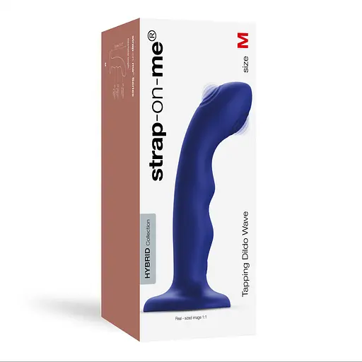 Вібратор Strap-On-Me Tapping Dildo Wave M 15.7 см синій - фото 5