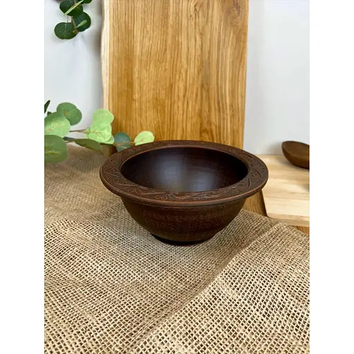 Миска для галушек керамическая (глиняная) резная Декор 700 мл