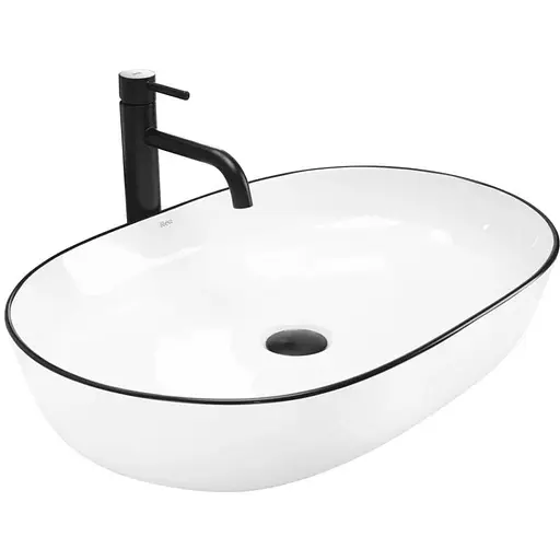 Умивальник Rea Cleo 61 накладний white black edge REA-U6210, Білий - фото 1