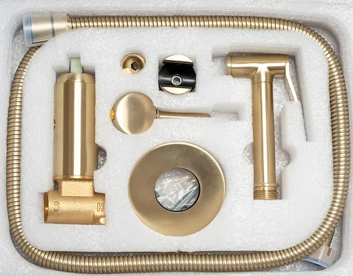 Набір гігієнічного душу прихованого монтажу Rea Loop brushed gold REA-B6311, Золотий - фото 6