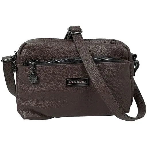 Женская кожаная сумка Borsacomoda на плечо темно-коричневая sum0028718 - фото 1