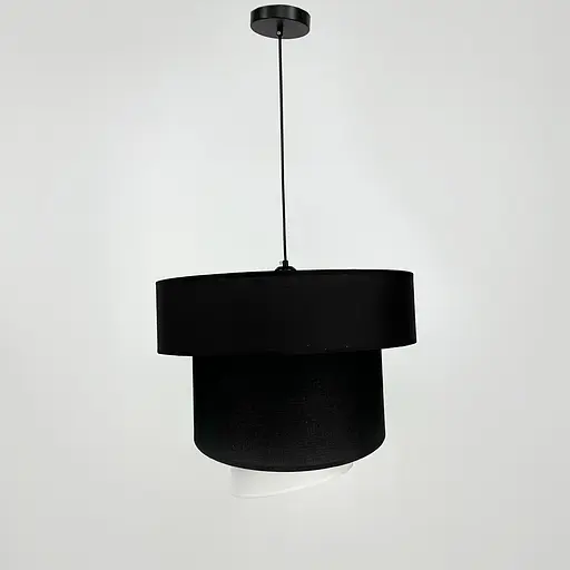 Дизайнерская люстра IONOS 2 с текстильным абажуром Line.F MJ 159-500 BK+BK+WT - фото 9