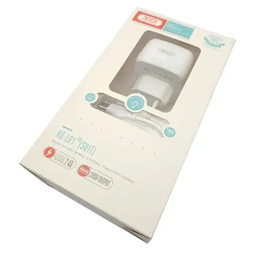Мережевий зарядний пристрій XO L61 12W 2USB port 2.4A charger with Lightning cable Білий - фото 4