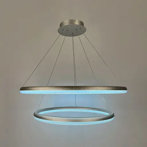 LED люстра підвісна в подвійному кільцевому корпусі Ø 65+83 см | Line F | Арт. MJ342-800+600 Ice Flower Silver - фото 5