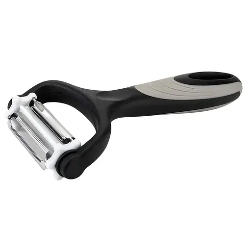 Овочечистка економка та шатківниця Max3 Turbo для нарізки соломкою та слайсами овочів фруктів із силіконовою ручкою, Kitchen Master Чорний 85584 - фото 1