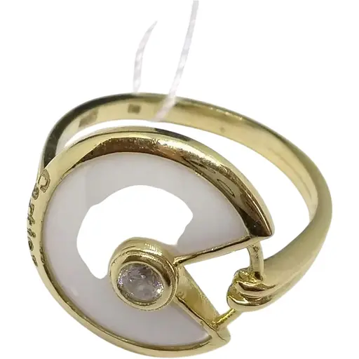 Золотое кольцо Столичная Ювелирная Фабрика с ониксом и фианитом. 153679ЖОБ 18,5