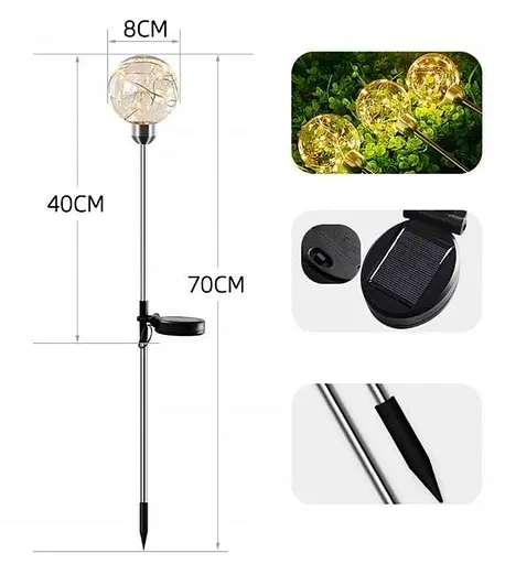 Ліхтарі Sun Lamp на сонячних батареях садові 20LED 2 шт - фото 5