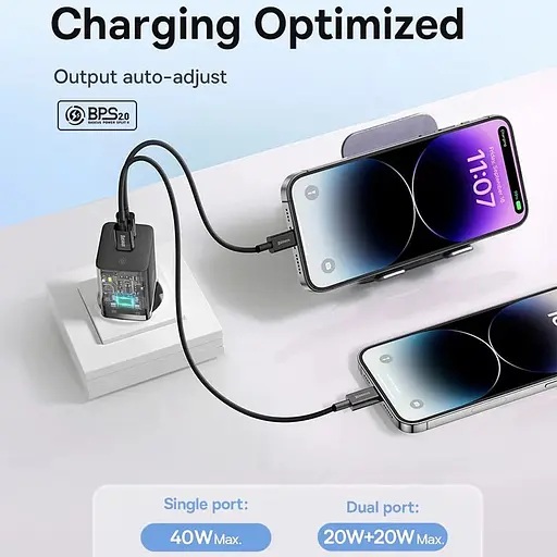 МЗП Baseus GaN5 Pro OS + Type-C to Type-C 40W (CCGP18010) Black - фото 5