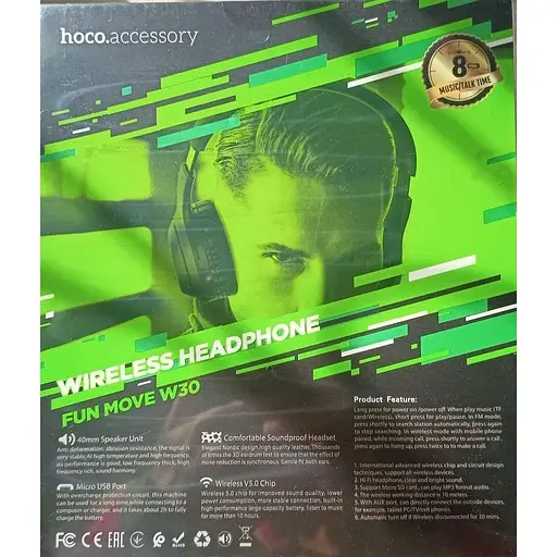 Беспроводные наушники Hoco W30 Fun Move Wireless Headphones 8 часов - фото 5