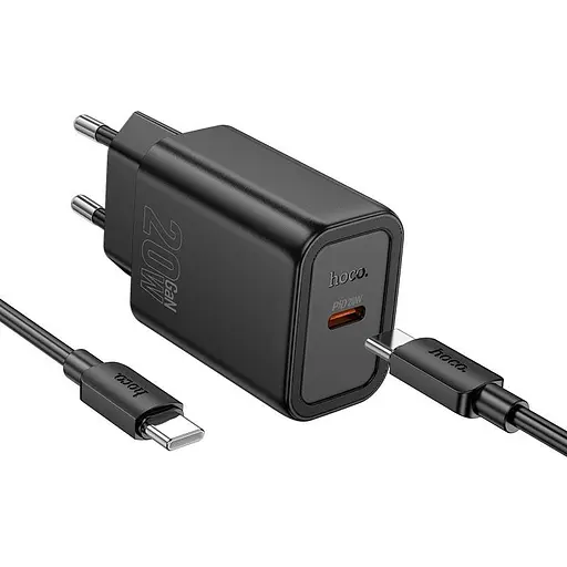 Адаптер сетевой HOCO gentle single port charger N60 (Type-C to Type-C Set) |1Type-C, 20W/3A, PD/QC| - фото 1