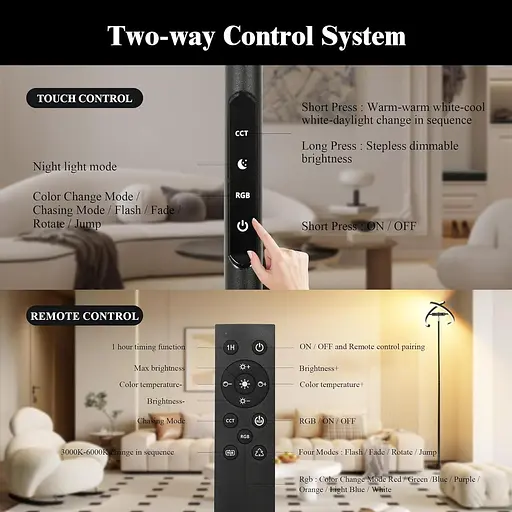 Світлодіодний торшер OTREN з регульованою яскравістю, пультом дистанційного керування - фото 6