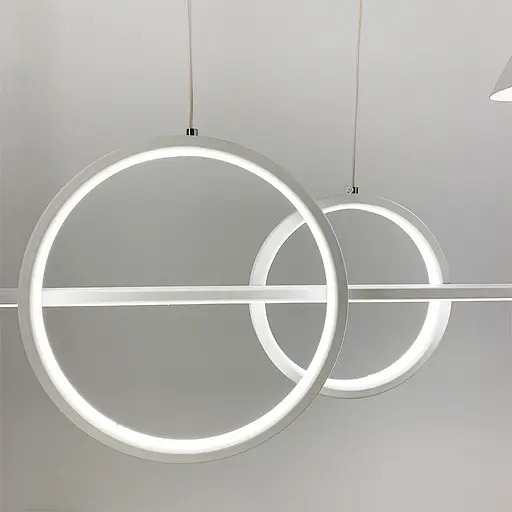 Видовжена біла LED люстра з 2 конусними плафонами Line.F Довжина 120 см - фото 2