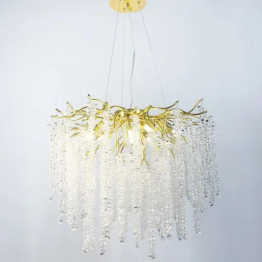 Подвесная люстра в корпусе золото с хрустальными камнями Line.F Диаметр 100см - фото 3