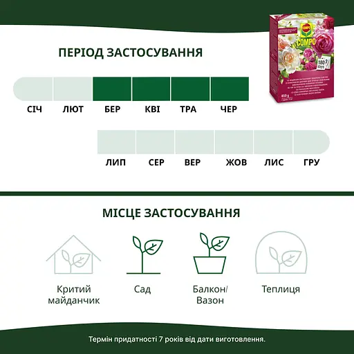 Комплексное удобрение для роз с медленным освобождением питательных веществ COMPO 0.85 кг - фото 4