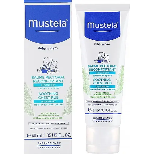 Бальзам для тела Mustela Soothing Chest Rub Успокаивающий 40 мл - фото 1