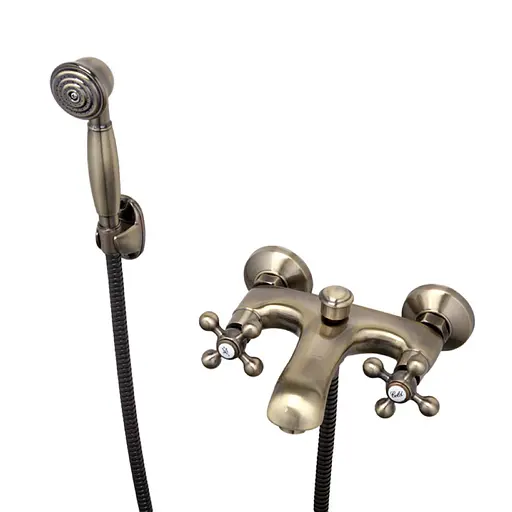 F3019-4 Змішувач для ванни двохвент. короткий лит.гусак шток.перемикач бронза Frap 1/8 Бронза - фото 2