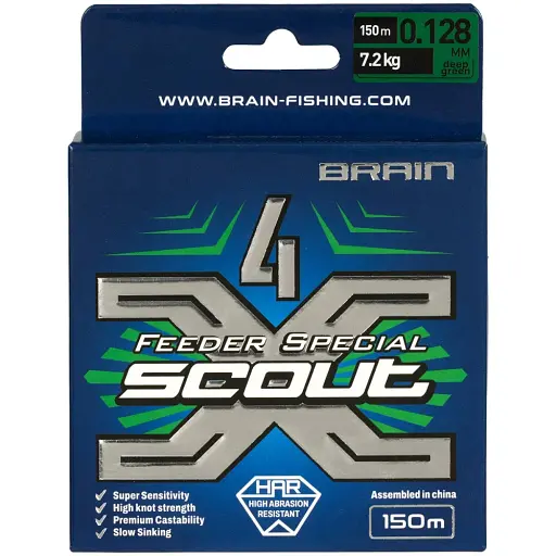 Шнур Brain Scout 4X 150 м (deep green) 0.128 мм 7.2 кг - фото 2