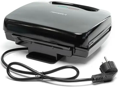 Мультимейкер Holmer HCG-02SM 800 W 2 панелі: гриль віденські вафлі розмір панелей 22.5х12.5 см захист від перегріву індикатор нагріву Black - фото 2