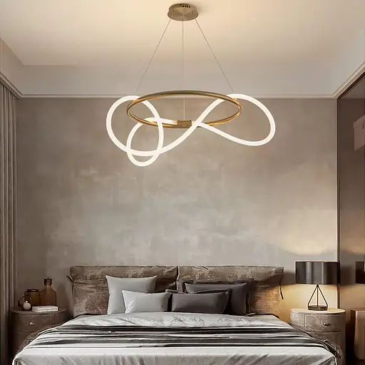 Кольцевая латунная люстра с гибкой LED лентой Ø85 см (кольцо 60 см) | Ст. Y 410-600 AB | Line F - фото 1