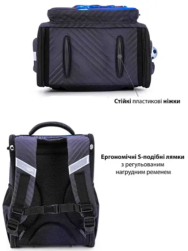 Ортопедичний шкільний рюкзак (ранець) School Standard 3 в 1 для дівчинки 570 гр 14,5 літрів Чорний - фото 5