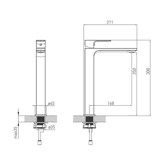 Смеситель для умывальника высокий Volle Leon 26 мм de la noche 1511.010204 Черный матовый - фото 2