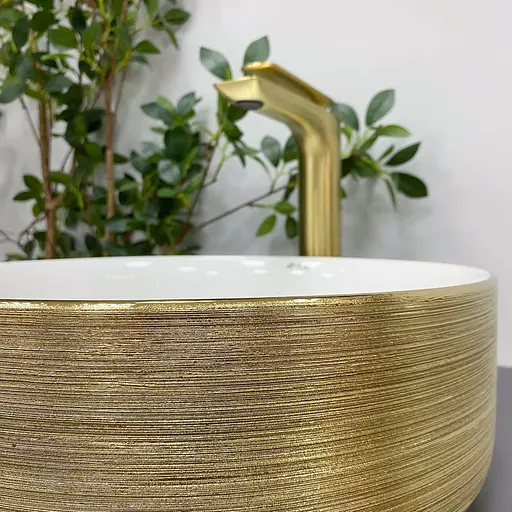 Умивальник VBI Prato gold white накладний VBI-011408, Золотий - фото 6