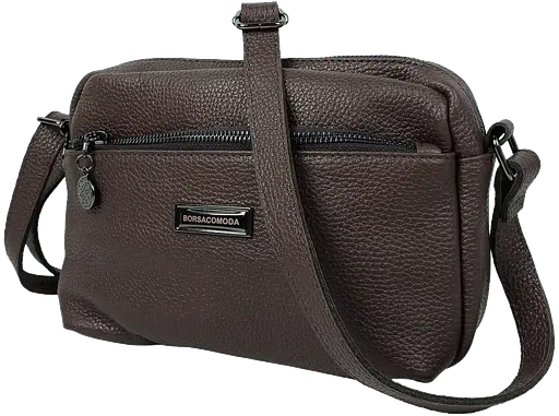 Женская кожаная сумка Borsacomoda на плечо темно-коричневая sum0028718 - фото 2