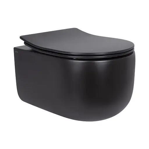 Унитаз подвесной Qtap Taurus безободковый с сиденьем Soft-close QT2433084EUQMB, Черный матовый - фото 1