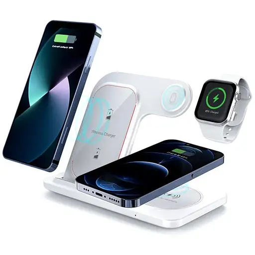 Бездротовий зарядний пристрій Proda PD-W8 3-в-1 для iWatch Airpods білий - фото 1