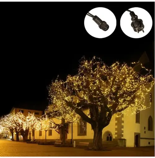 Гирлянда-нить уличная 100 led с переходником 10 м Белый теплый - фото 2