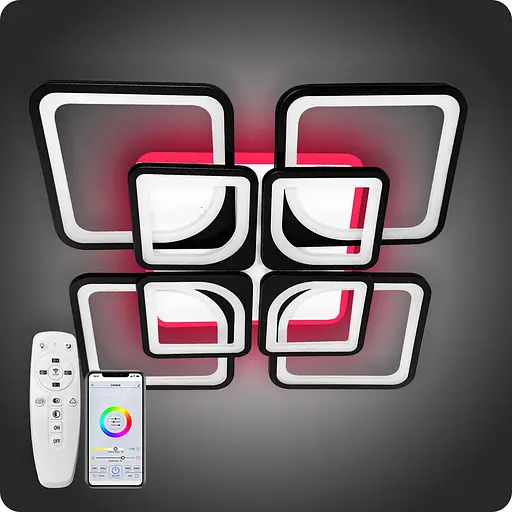 Люстра світлодіодна 517 Dlight 3color с пультом 190Вт Черний (01625) - фото 2