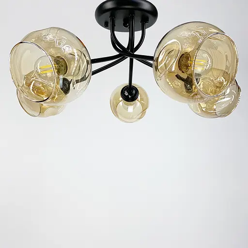 Люстра на плафонах для низких потолков Line.F 8913/5 BK+AM - фото 1