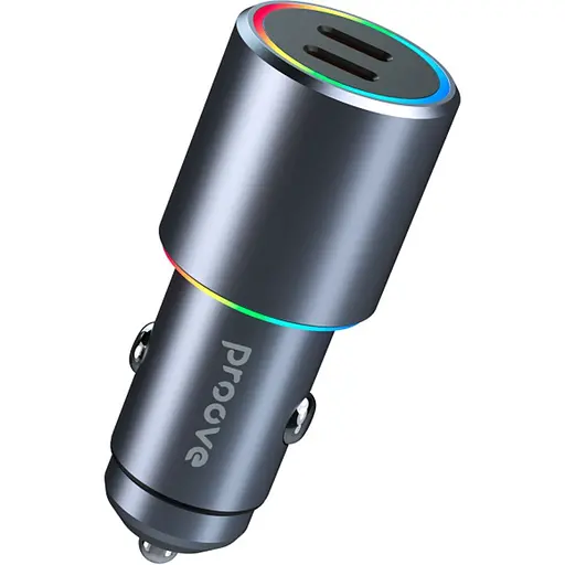 Автомобільний зарядний пристрій Proove Double Energy 50W Type-C + Type-C Metal Gray (ACDE50022206) [130292]