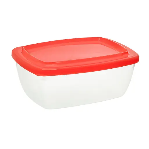 Контейнер судок лоток харчовий із кольоровою кришкою 1.5 л 20×15×8 см Червоний 87879 - фото 1