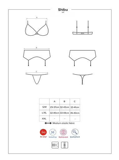 Комплект білизни Obsessive Shibu S/M чорний - фото 7