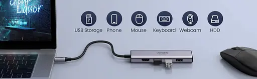 Мультипортовый адаптер - хаб Ugreen 6-in-1 Usb-C Hub Premium (60383) - фото 3