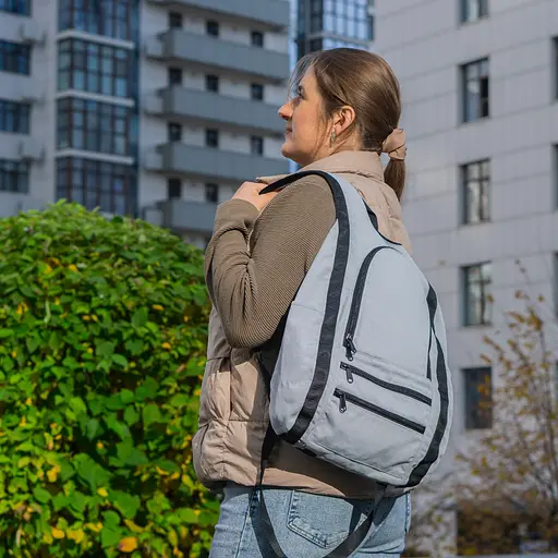 Рюкзак-антивор OOLOO Капля 45х27х14 см, пепельно-серый 602/700 - фото 7