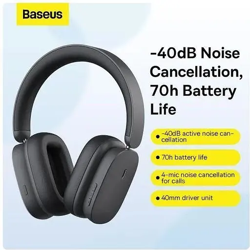 Беспроводные полноразмерные наушники Baseus Bowie H1i черные - фото 5