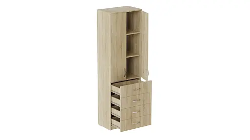 Шкаф Анжело Ferrum-decor на 3 полок с 2 дверями и 4 ящика 1900x600x380 ДСП Дуб Сонома 16 мм (FRD-104992)