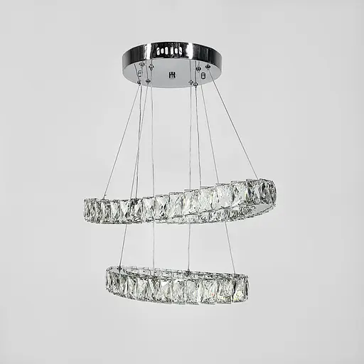 Елегантна кришталева люстра на 2 овальні яруси 50+40 см | Арт. (T) C 046/2 (600+500) | Line F - фото 2