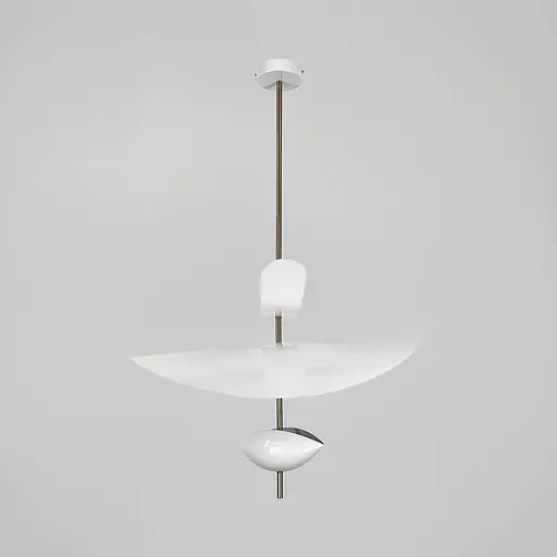 Дизайнерский светильник в белом корпусе с латунной трубкой Ø 60 см | Line F | Ст. MJ09-600 WT - фото 4