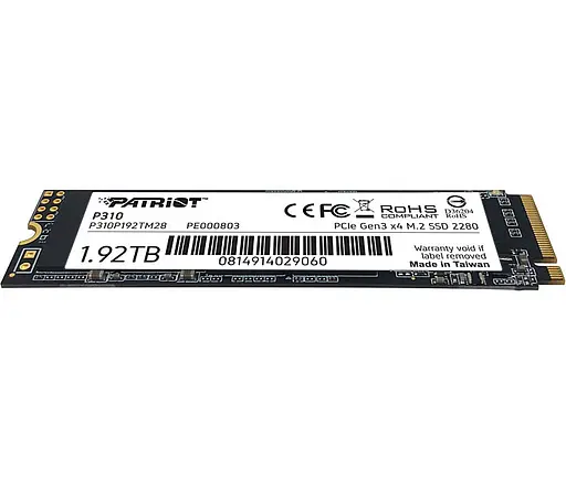 SSD накопитель PATRIOT P310 1.92T SSD NVMe PCIe Gen3x4 M.2 2280 P310P192TM28 - фото 5