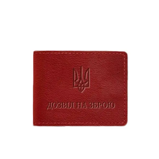 Кожаная обложка для разрешения на оружие красная - фото 6