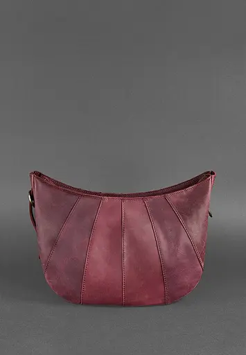 Шкіряна жіноча сумка Круасан бордова Crazy Horse - фото 5