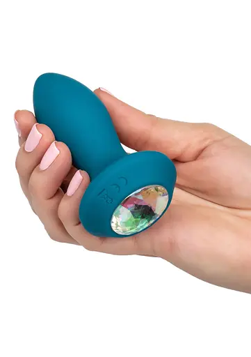 Анальна пробка Power Gem Vibrating Crystal Probe 10,7 см (блакитний) - фото 12