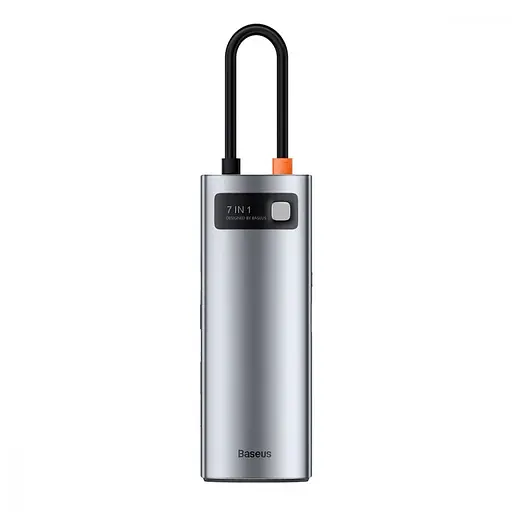 USB-Хаб Baseus Metal Gleam Series 7-in-1 (2xUSB3.0 + 4KHD + Type-C + Type-C PD+ TF + SD) gray