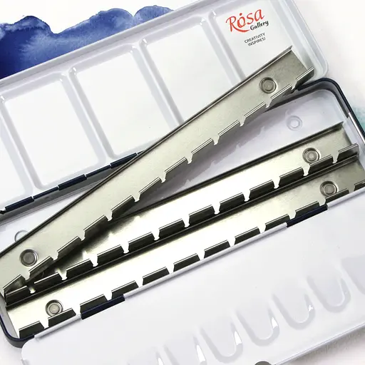 Пенал для акварельних фарб Rosa Gallery металевий Індіго 21 кювета   - фото 7