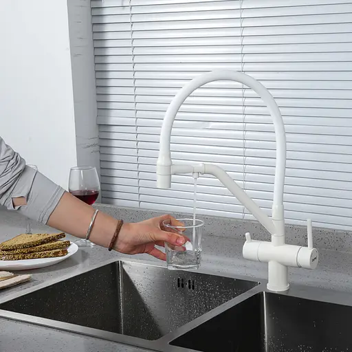 Змішувач для кухні на дві води Gappo G4398-88 Білий - фото 4