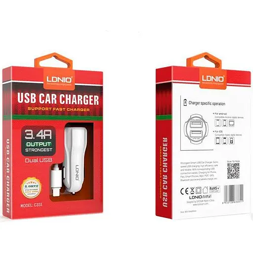 Автозарядное устройство LDNIO DL C331 Lightning - фото 1
